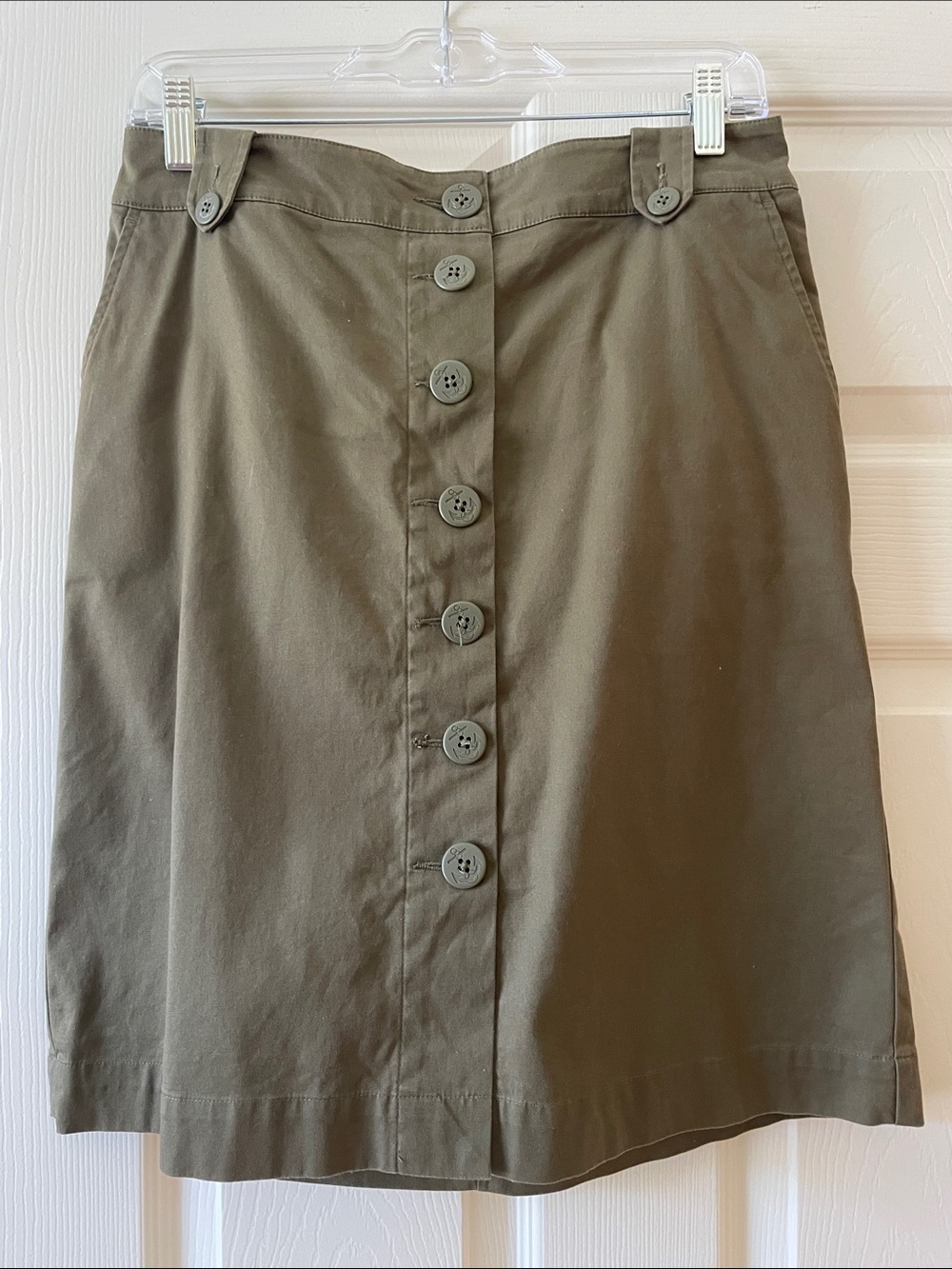 Talbots Olive Button-Front above the knee Skirt Size 8